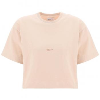 Autry Boxy T-Shirt with Debossed Logo - S Rose, Women's T-Shirt, Pink, Size: S