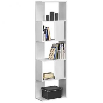 Librería Aneby de 5 niveles, 159 x 45 x 24 cm, color blanco