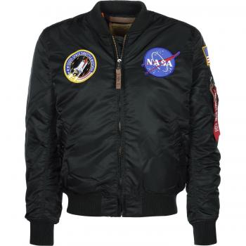 Alpha Industries MA-1 VF NASA Classic Bomber Jacket, Male, Black, Size: L, Zipped Jacket