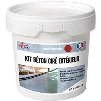 Kit de Betón Ciré Exterior - Acabado Decorativo Mineral para Suelos, Paredes, Terrazas y Escaleras - 10 m² (2 Capas) Color Granada Roja - ARCANE INDUSTRIES
