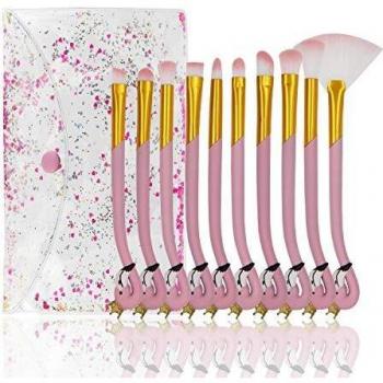 Juegos de pinceles de maquillaje, Citicolor 10 PCS Flamingo Shape Design Colección de pinceles cosméticos Herramienta de pinceles de cerdas suaves con bolsa de cosméticos