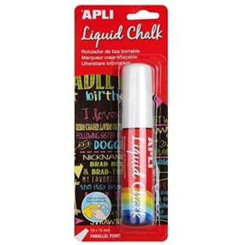 Apli Liquid Chalk Punta Paralela Rotuladores de Tiza Borrable, 10 x 15 mm, Blanco, 1 Unidad