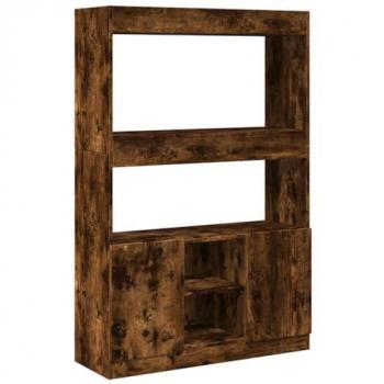 Aparador alto de madera de ingeniería en roble ahumado 92x33x140 cm