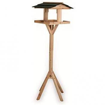 Comedero para Pájaros de Madera Natural con Soporte, 115x35x35 cm - Protege la Comida del Sol y la Lluvia - Ideal para Jardín y Balcón