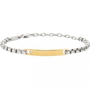 Pulsera de Hombre BREIL TAG Y CRUZ en Acero Inoxidable Color Plata y Negro con Circonita - Talla 22