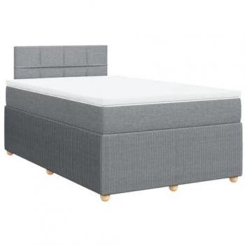 Cama box spring con colchón de muelles en tela gris claro 120x190 cm