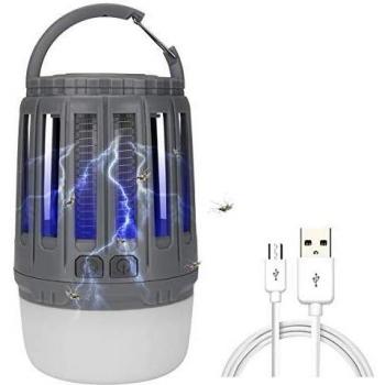 Linterna LED de camping con Bug Zapper al aire libre, impermeable 2 en 1 USB recargable luz de camping inalámbrica y colgante, UV mosca asesino de mosquitos para camping, senderismo, emergencia