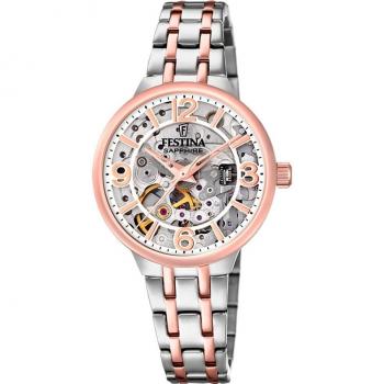 Reloj Festina F20615/1 Automatic Skeleton para Mujer con Esfera Plateada y Caja de Acero Inoxidable 316L Multicolor