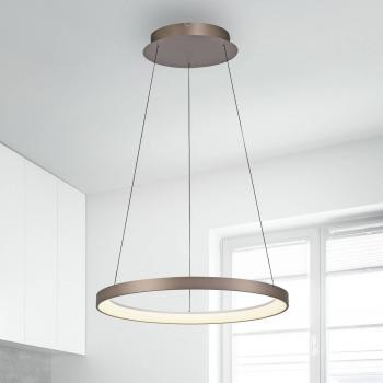 Lámpara Colgante LED Hoop 42W 2150lm, Marrón Café, Ø 57 cm, Dimmer y Ajustable en Altura