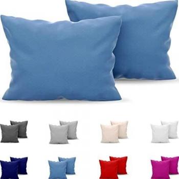 Dreamzie - Set de 2 x Funda de Almohada 40x80 cm, Azúl, Microfibra