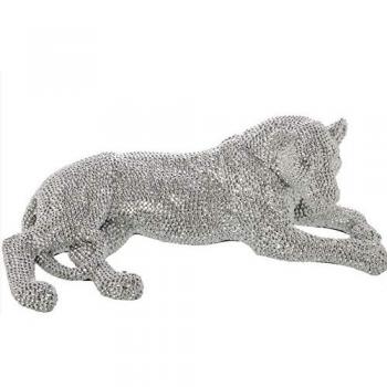 Figura Decorativa Leona Plateada de Plástico - Alexandra House Living 67 x 34 x 23 cm
