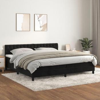 Cama box spring de muelles con colchón en terciopelo negro 200x200 cm