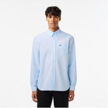Lacoste Men's Casual Long Sleeve Woven Shirt - Blue - Size: XL