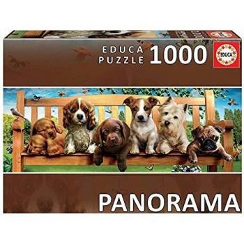 Educa Serie Panorama. Perritos en el banco. Puzzle panorámico de 1000 piezas. Ref. 19038, multicolor