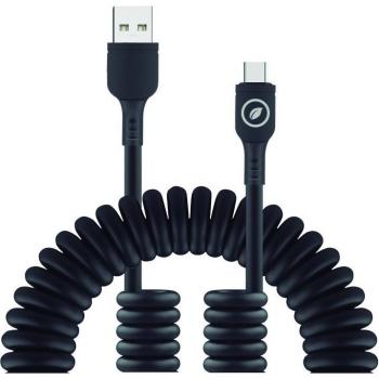 Muvit For Change Cable Rizado Tipo A a Tipo C 3A 60W 1.2m Negro