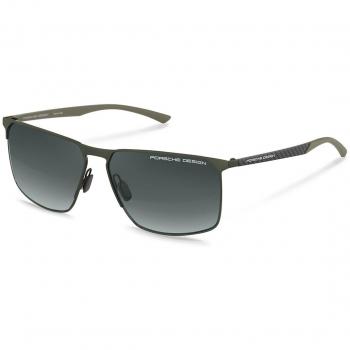 Porsche Design P8964 C 61 Men's Sunglasses Olive Dark Grey Gradient with AR Blue Lens