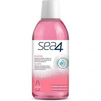 SEA4 Colutorio Encías Uso Diario. Previene el Sangrado de Encias e Inflamación por Gingivitis. Formulado con Agua de Mar. Sin Alcohol. 0% Clorhexidina, 500ml.