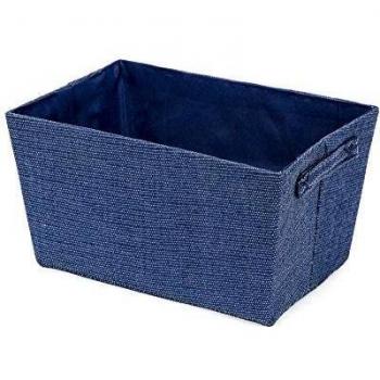 Rangement & Cie RAN6514 Cesta tela con asas, Fabricado en poliéster y cartón, color Azul oscuro, Tamaño 32.5 x 21.5 x 7.5 cm