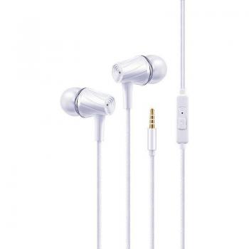 Auriculares con cable de 3,5mm a prueba de agua con micrófono y control de volumen, auriculares deportivos in-ear blancos para música MP3
