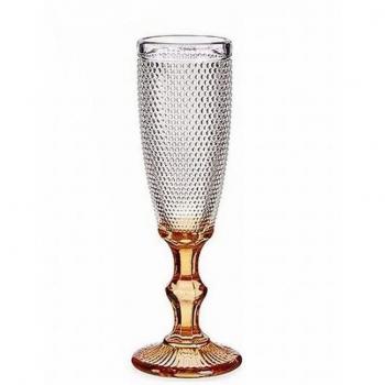 Set de 6 Copas de Vino y Champán de Cristal Puntos Cava Ámbar 18 Cl, dimensiones 20 x 7 x 5.8 cm