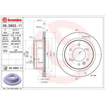 Disco de freno BREMBO 09D85311, ventilado, 1 pieza