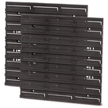 Juego de 2 estantes de pared para herramientas, plástico negro, 386 x 390 x 18 mm