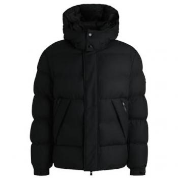 BOSS Men's Corbinian Water-Repellent Puffer Jacket with Detachable Hood - Size 50 - Black
