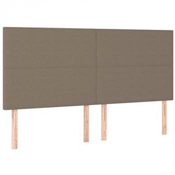 Cabecero con luces LED tela gris taupe 200x5x118/128 cm