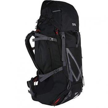 Regatta Kota Expedition - Mochila de senderismo acolchada y expandible para hidratación y senderismo, color negro, 60 + 15 litros