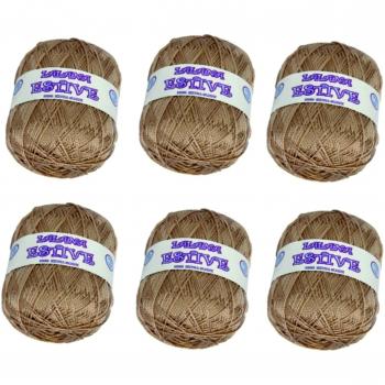LA LANA ESTIVE 2211- PACK de 6 ovillos de 100grs cada uno para tejer. Color BEIGE