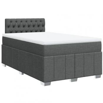 Cama box spring con colchón tela gris oscuro 120x200 cm