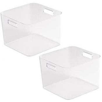 Cajas de Almacenaje con Asas - Organizadores Transparentes de Plástico Multiusos (2 Unidades - 25x26x18 cm - 9 L)