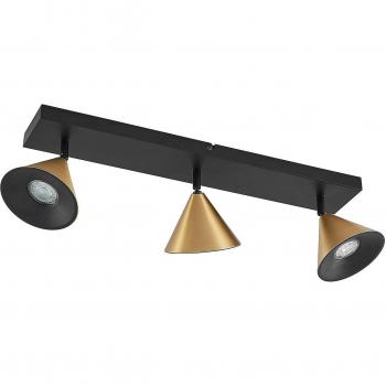 Lámpara de techo Lucande Kartio, plafón de 3 luces, inclinable, color latón, diseño moderno, fabricado en metal, apto para salón y comedor, utiliza bombillas GU10