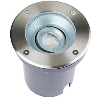 Inserto de jardín Pilar Luz de suelo empotrada para exteriores, Acero inoxidable cepillado, vidrio transparente, 15,6 cm, IP67