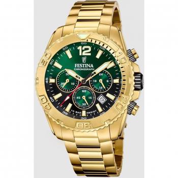 Reloj Festina Timeless Chronograph F20684/3 de acero con esfera verde