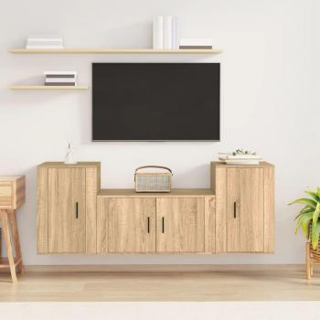 Set de Muebles para TV 3 Piezas en Madera Contrachapada Roble Sonoma