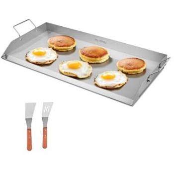 Placa de Cocina Portátil Rectangular de Acero Inoxidable 809x370 mm con Asa para Camping y Fiestas