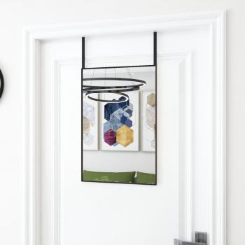 Espejo de Puerta Cristal y Aluminio Pared Colgante Interior Color Dorado, Negro - 40x60 cm
