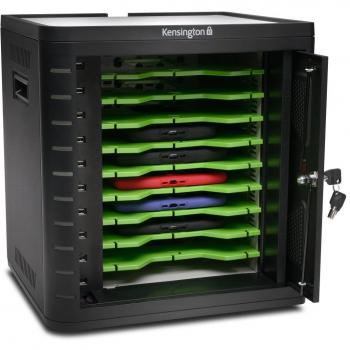 Kensington K67862EU - Armario de Carga y Sincronización para Tabletas de Alta Seguridad con Espacio para hasta 10 Tabletas, Puerta Escamoteable Antisabotajes y Ventilador de Refrigeración