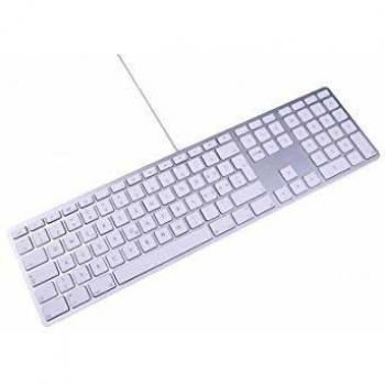 Teclado USB QWERTY Italiano Plata con 110 teclas, 2x USB y cubierta superior de aluminio