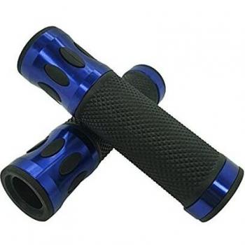 COPPIA MANOPOLE NERO BLU BEAN MOTO SCOOTER CUSTOM CRUISER GRIPS