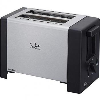 Jata tt607 – Tostadora con Caja de Acero Inoxidable y con 2 Extra Ancho Ranuras, 800 W, Gris con Detalles, Aluminio, Negro/Plata, 19.5