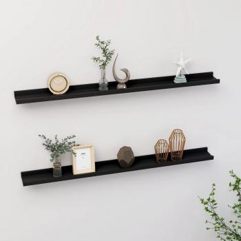 vidaXL Wall Shelves - 2 pcs Black, Dimensions: 100x9x3 cm