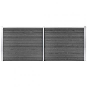 Set de paneles de valla WPC negro 353x146 cm