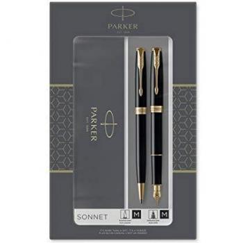 Parker Sonnet Black Lacquer GT Fountain Pen and Ballpoint Pen Set
