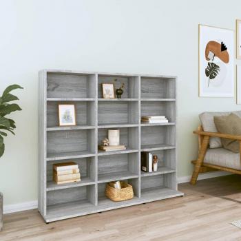 Soporte para móvil y estantería para CDs de madera contrachapada gris, dimensiones 102x23x89,5 cm
