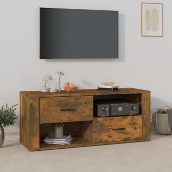 Mueble de TV madera contrachapada 100x35x40 cm, color marrón, estilo roble ahumado