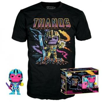 Funko POP & Tee Box Thanos - Set Exclusivo con Figura de Colección y Camiseta de Calidad Talla S, incluye figura de vinilo coleccionable de Thanos y camiseta de manga corta en talla S