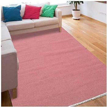 Alfombra Kilim Hecha a Mano en Lana Rosa 140x200 Baya Ibai