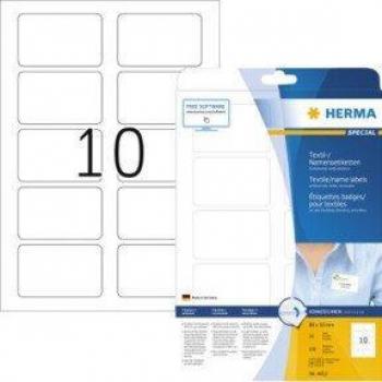 Etiquetas Namens/Textiles HERMA, 80 x 50 mm, blancas, removibles, paquete de 250 unidades
